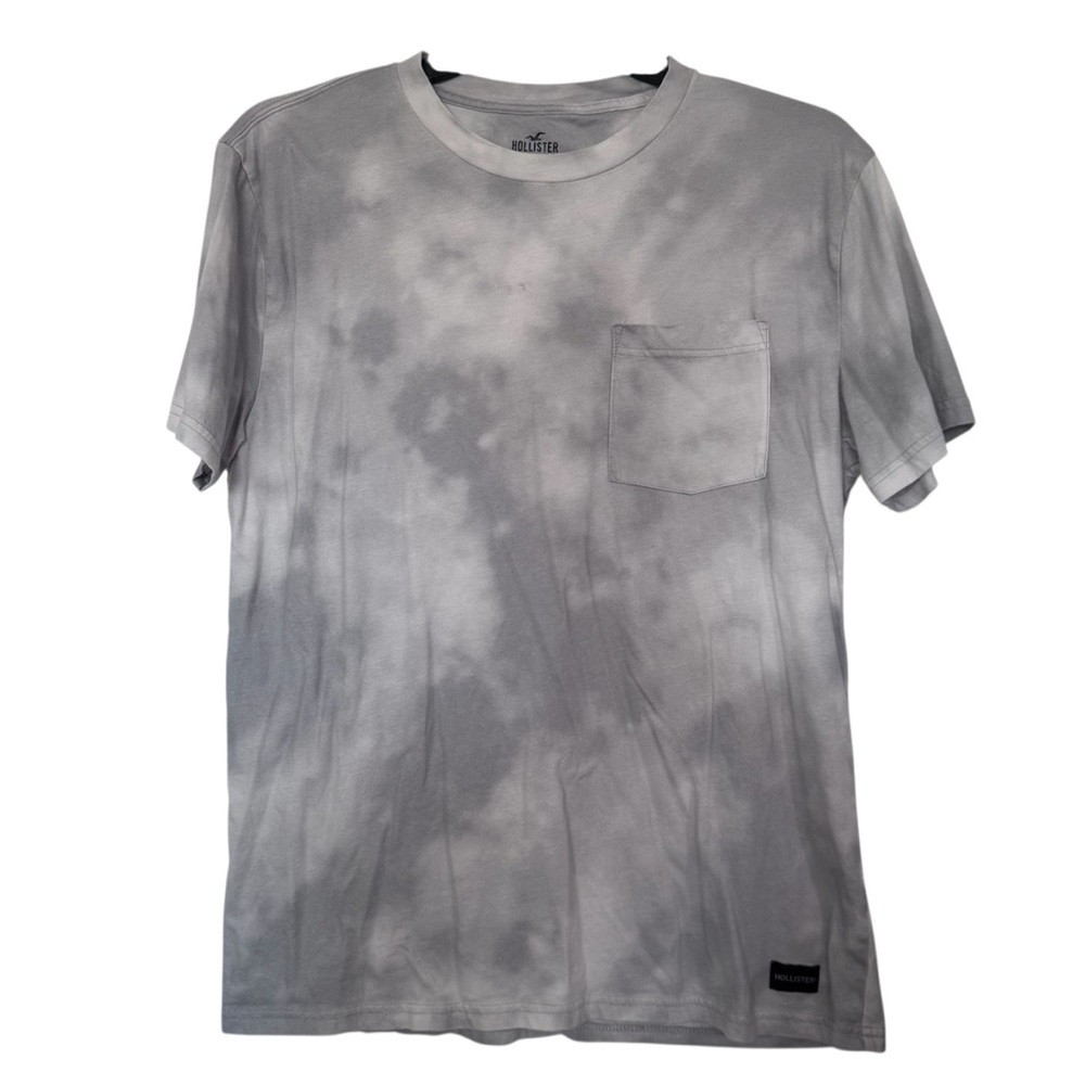 Hollister tie dye mens tee size Medium relaxed fit white grey